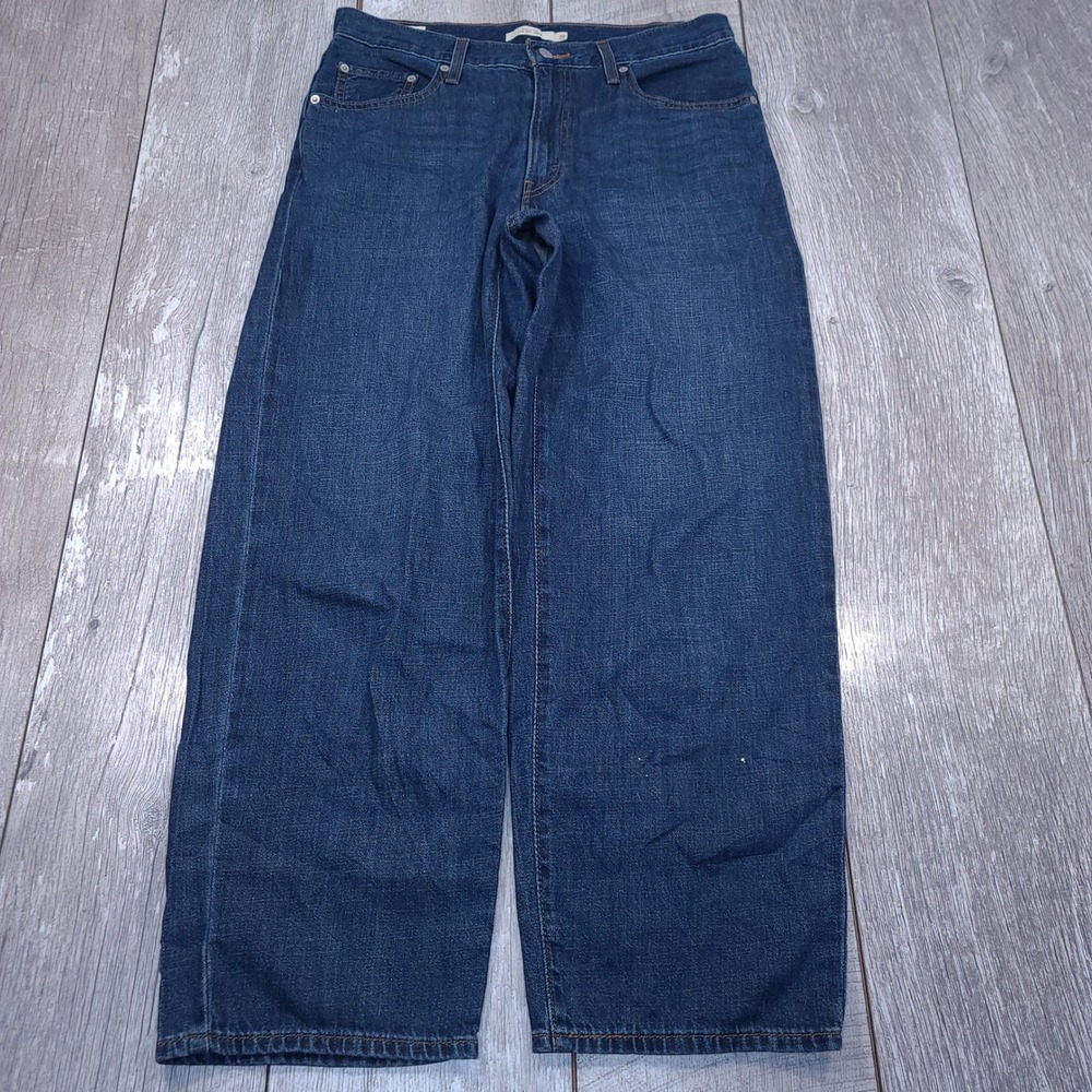 Levis Baggy Dad Jeans Womens 29 Blue Mid Wash Wide Straight Linen Denim